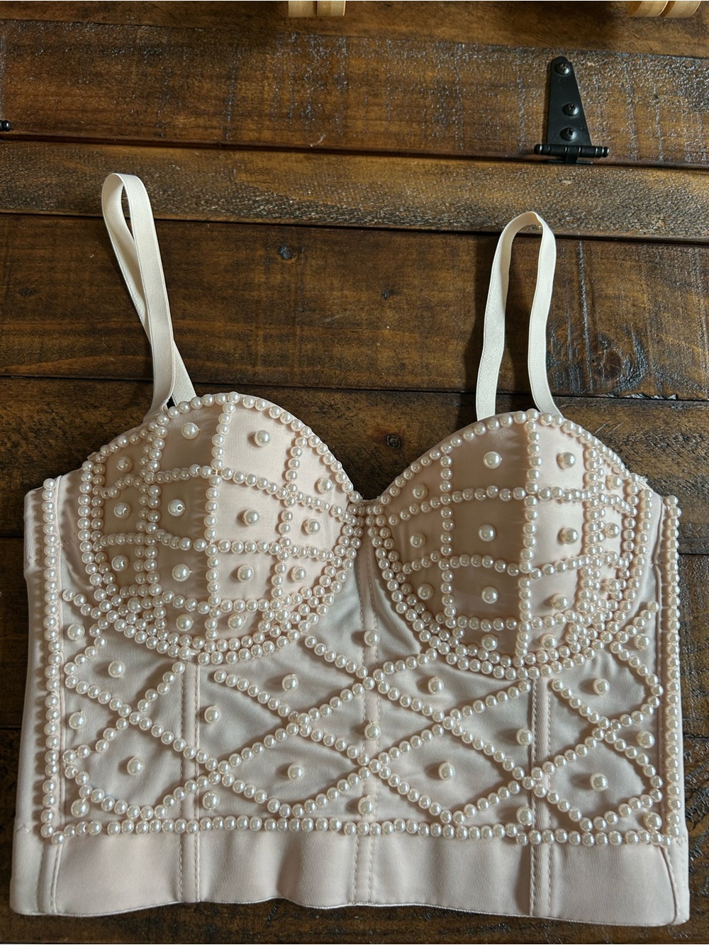 Pearl-Studded Ivory Longline Bustier